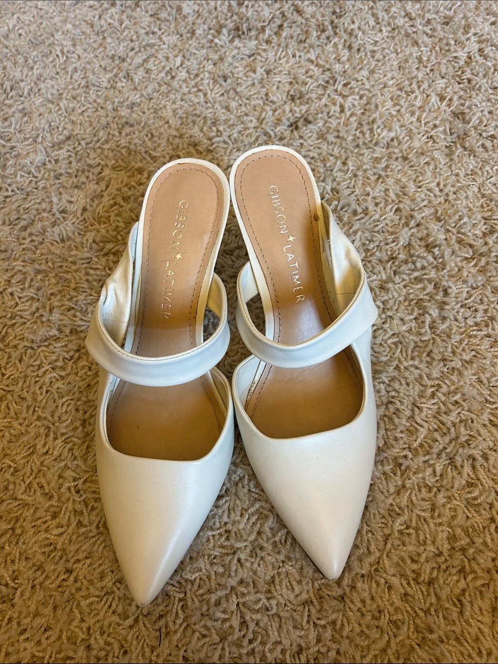 Gibson Latimer Cream Pointed Mule with Padded Strap